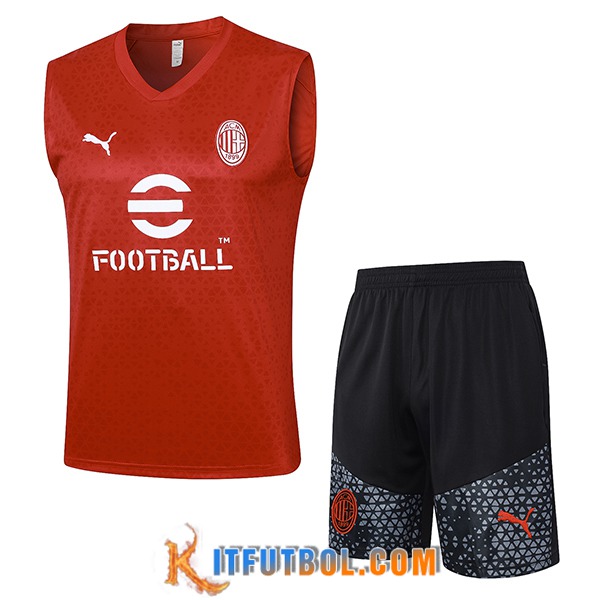 Camiseta Entrenamiento sin mangas + Cortos AC Milan Rojo 2023/2024