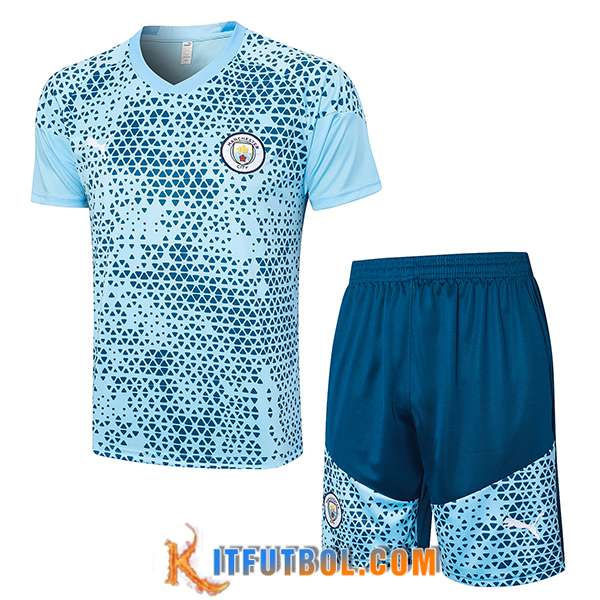 Camiseta Entrenamiento + Cortos Manchester City Azul Claro 2023/2024 -03