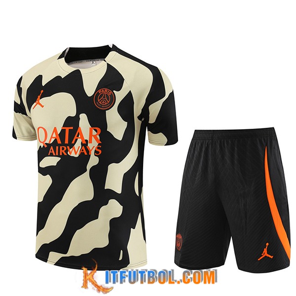 Camiseta Entrenamiento + Cortos Jordan PSG Negro/Amarillo 2023/2024 -02
