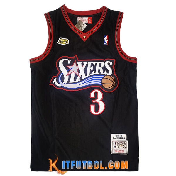 Camisetas De Futbol Philadelphia 76ers (IVERSON #3) 2023/24 Negro/Rojo