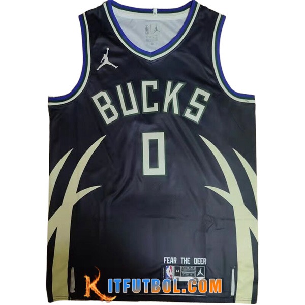 Camisetas De Futbol Milwaukee Bucks (LILLARD #0) 2023/24 Negro/Amarillo