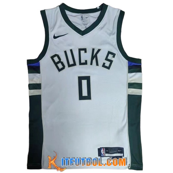 Camisetas De Futbol Milwaukee Bucks (LILLARD #0) 2023/24 Blanco/Verde