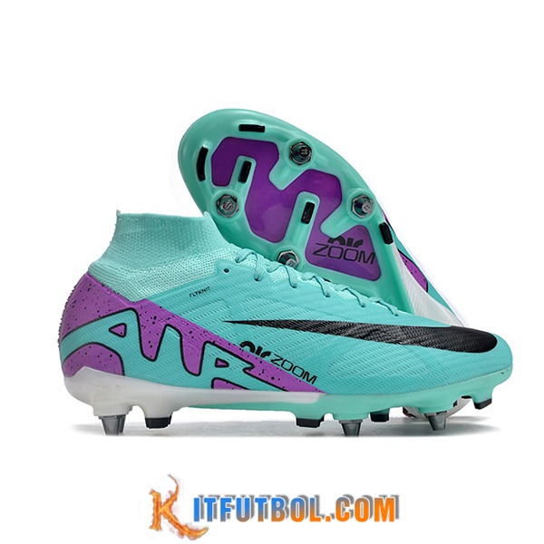 Nike Botas De Fútbol Air Zoom Mercurial Superfly IX Elite SG Verde/Negro/Violeta -02