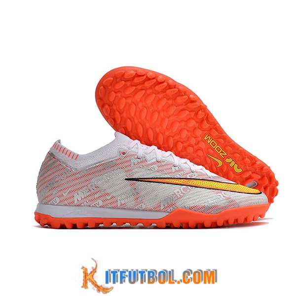 Nike Botas De Fútbol Air Zoom Mercurial Vapor XV Elite TF Blanco/Naranja/Amarillo