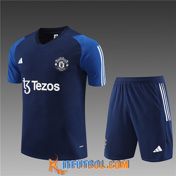 Camiseta Entrenamiento + Cortos Manchester United Ninos Azul marino 2023/2024