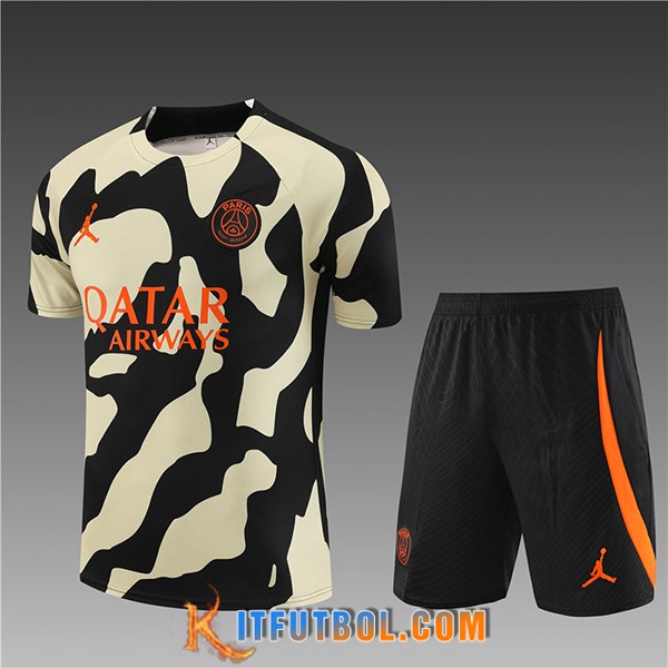 Camiseta Entrenamiento + Cortos PSG Ninos Negro/Amarillo 2023/2024