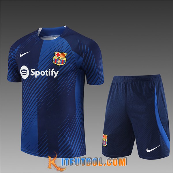 Camiseta Entrenamiento + Cortos FC Barcelona Ninos Azul marino 2023/2024