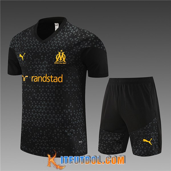 Camiseta Entrenamiento + Cortos Marsella Ninos Negro 2023/2024