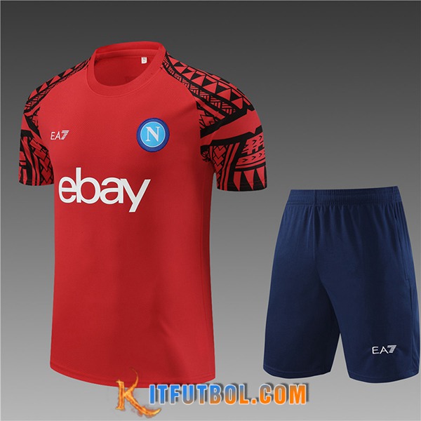 Camiseta Entrenamiento + Cortos Naples Ninos Rojo 2023/2024
