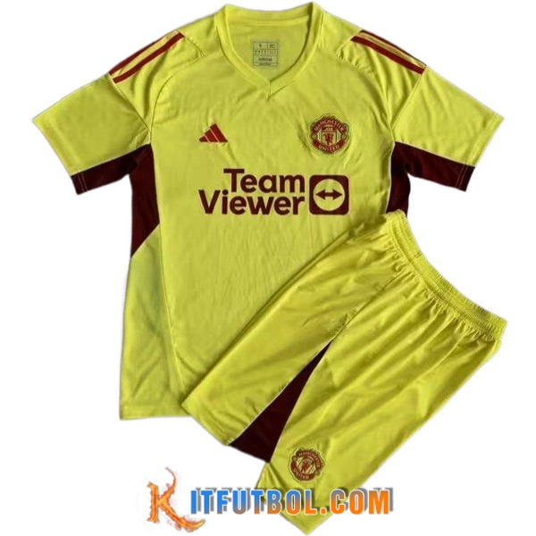 Camisetas De Futbol Manchester United Ninos Portero Amarillo 2023/2024