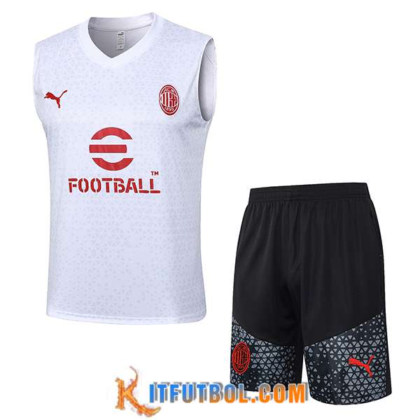 Camiseta Entrenamiento sin mangas + Cortos AC Milan Blanco 2023/2024