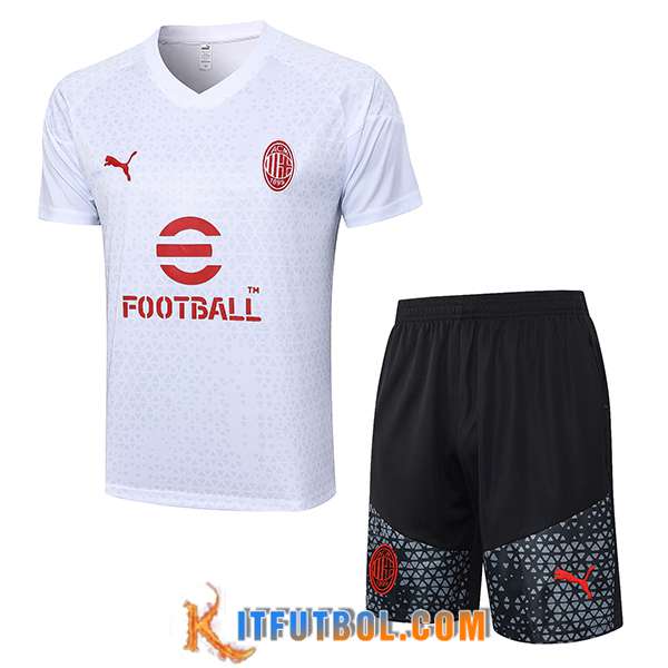 Camiseta Entrenamiento + Cortos AC Milan Blanco 2023/2024 -02