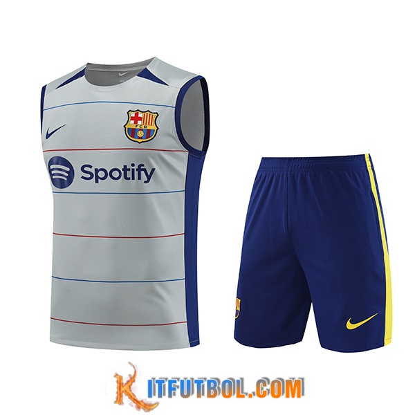 Camiseta Entrenamiento sin mangas + Cortos FC Barcelona Gris 2023/2024 -03