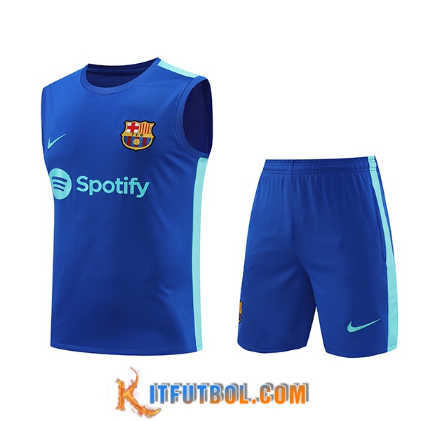 Camiseta Entrenamiento sin mangas + Cortos FC Barcelona Azul 2023/2024 -05