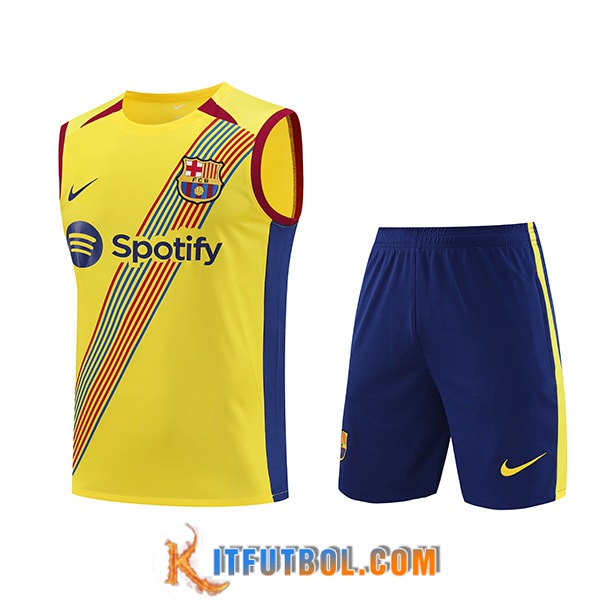 Camiseta Entrenamiento sin mangas + Cortos FC Barcelona Amarillo 2023/2024 -04