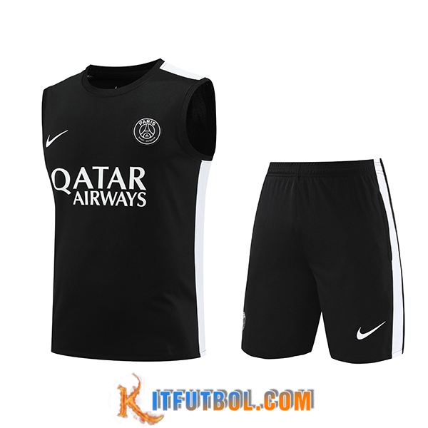 Camiseta Entrenamiento sin mangas + Cortos PSG Negro 2023/2024 -04