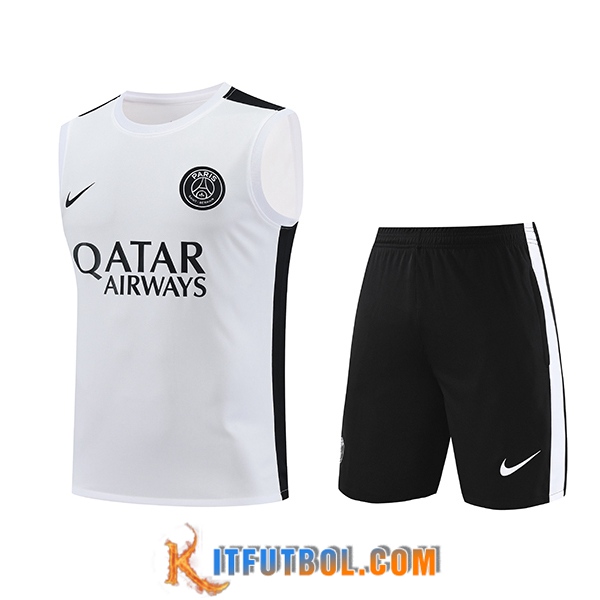 Camiseta Entrenamiento sin mangas + Cortos PSG Blanco 2023/2024 -03