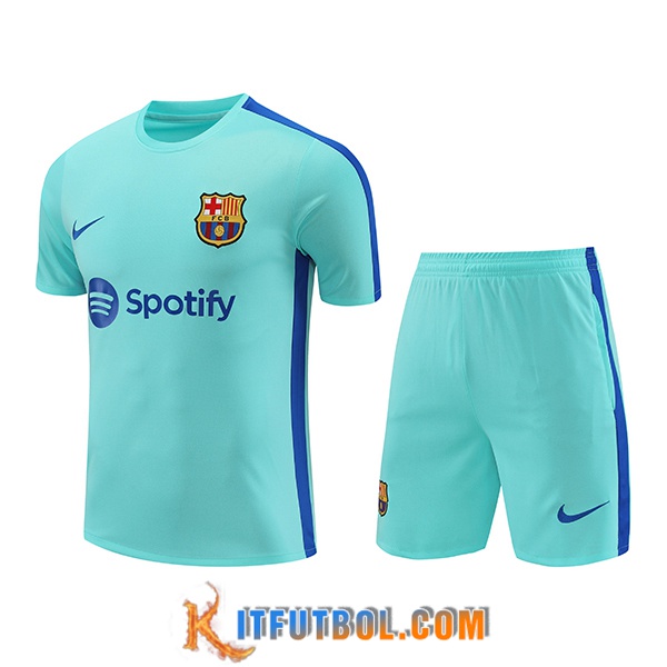 Camiseta Entrenamiento + Cortos FC Barcelona Azul Claro 2023/2024 -03