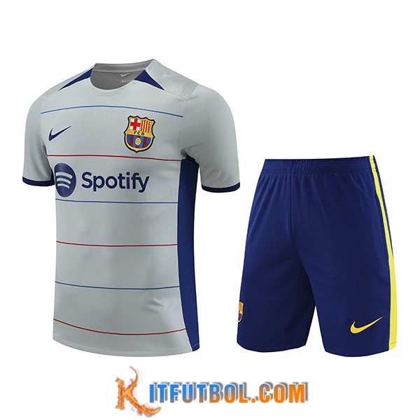 Camiseta Entrenamiento + Cortos FC Barcelona Gris 2023/2024 -03