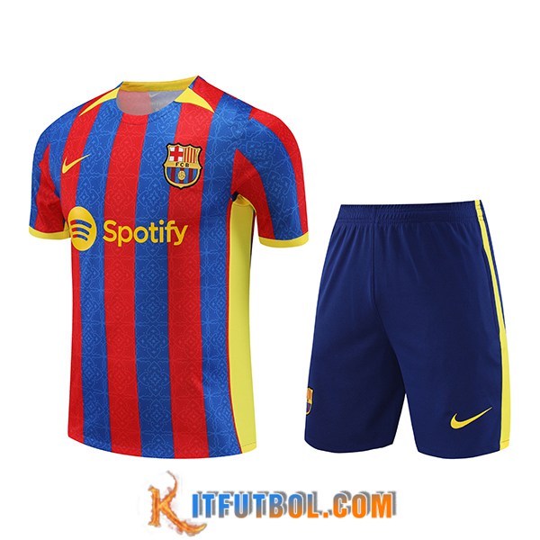 Camiseta Entrenamiento + Cortos FC Barcelona Rojo/Azul 2023/2024 -02