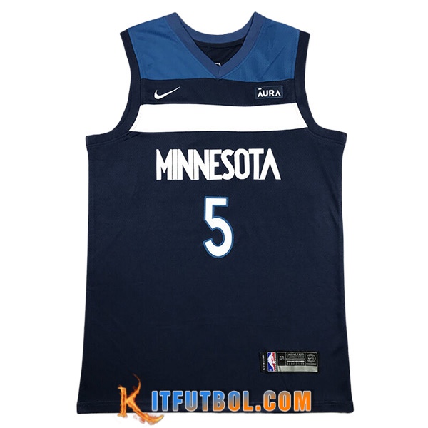 Camisetas De Futbol Minnesota Timberwolves (EDWARDS #5) 2023/24 Negro/Azul