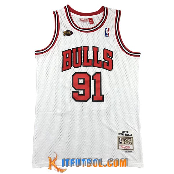 Camisetas De Futbol Chicago Bulls (RODMAN #91) 2023/24 Blanco/Rojo