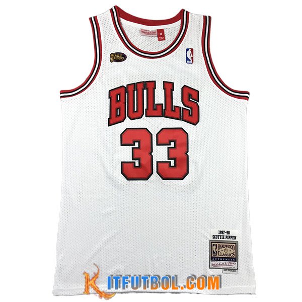 Camisetas De Futbol Chicago Bulls (PIPPEN #33) 2023/24 Blanco/Rojo