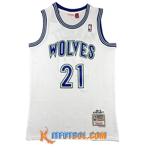 Camisetas De Futbol Minnesota Timberwolves (GARNETT #21) 2023/24 Blanco/Azul