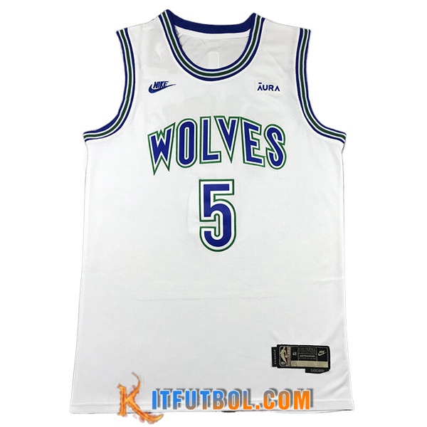 Camisetas De Futbol Minnesota Timberwolves (EDWARDS #5) 2023/24 Blanco/Azul