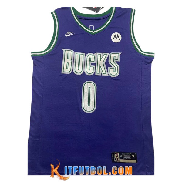 Camisetas De Futbol Milwaukee Bucks (LILLARD #0) 2023/24 Violeta/Blanco