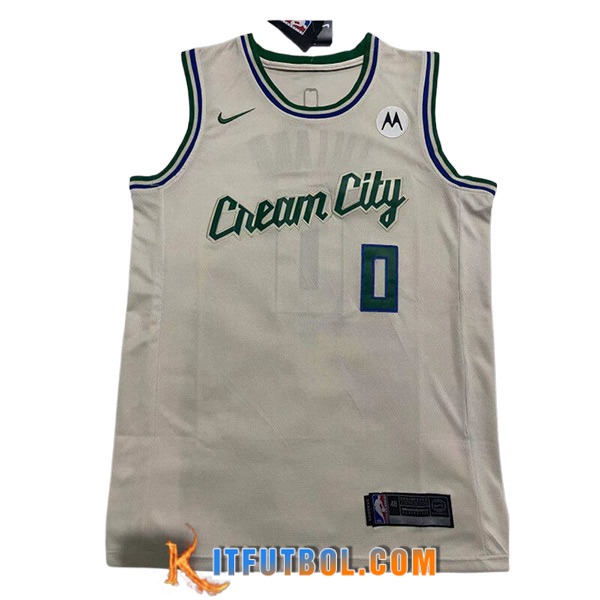 Camisetas De Futbol Milwaukee Bucks (LILLARD #0) 2023/24 Beige/Verde