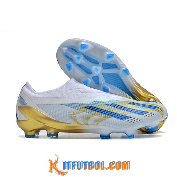 Adidas Botas De Fútbol X CRAZYFAST.1 LL FG Blanco/Azul/Amarillo