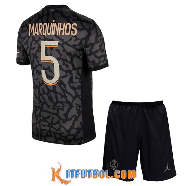 Camisetas De Futbol PSG (MARQUINHOS #5) Ninos 2023/2024 Tercera