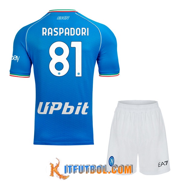 Camisetas De Futbol SSC Napoli (RASPADORI #81) Ninos 2023/2024 Primera
