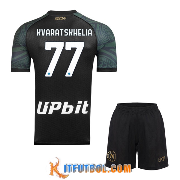 Camisetas De Futbol SSC Napoli (KVARATSKHELIA #77) Ninos 2023/2024 Tercera