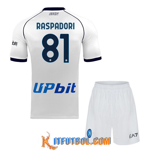 Camisetas De Futbol SSC Napoli (RASPADORI #81) Ninos 2023/2024 Segunda