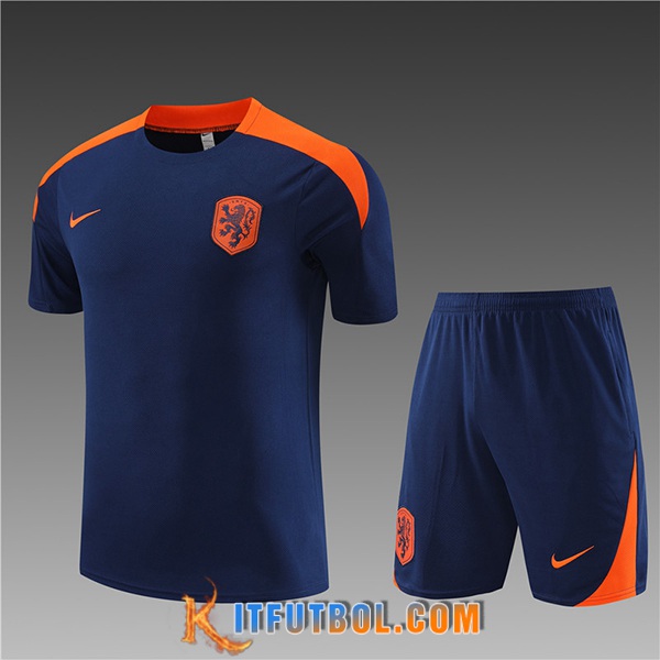 Camiseta Entrenamiento + Cortos Países Bajos Ninos Azul marino 2023/2024