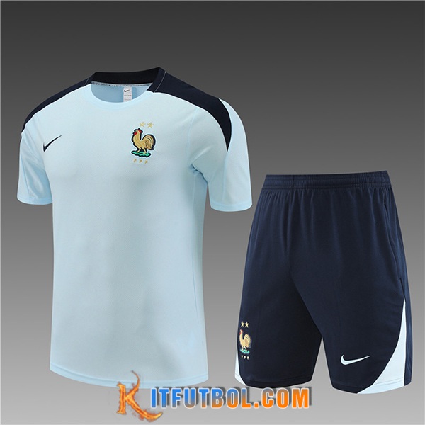 Camiseta Entrenamiento + Cortos Francia Ninos Azul Claro 2023/2024