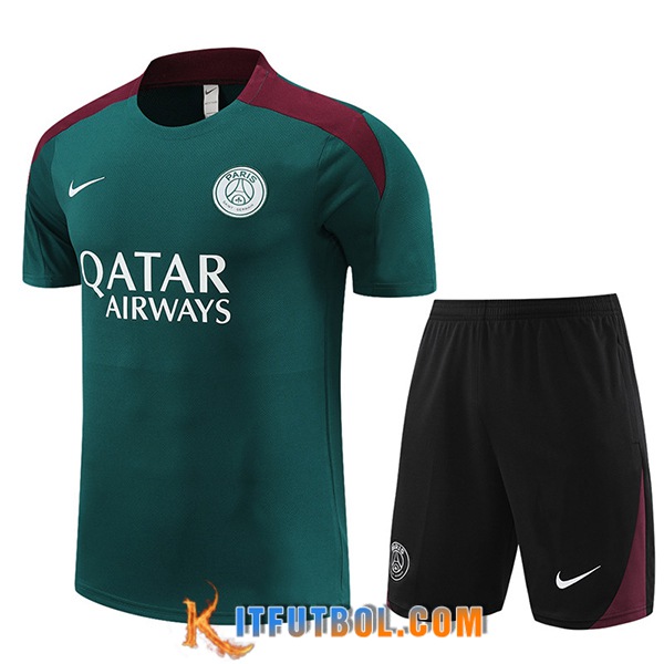 Camiseta Entrenamiento + Cortos PSG Verde 2023/2024