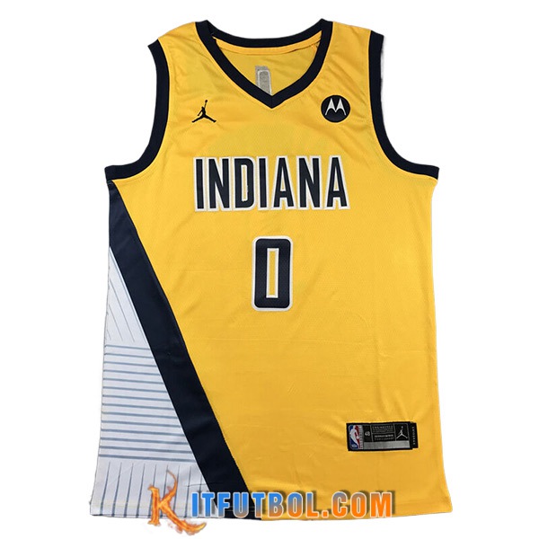 Camisetas De Futbol Indiana Pacers (HALIBURTON #0) 2023/24 Amarillo