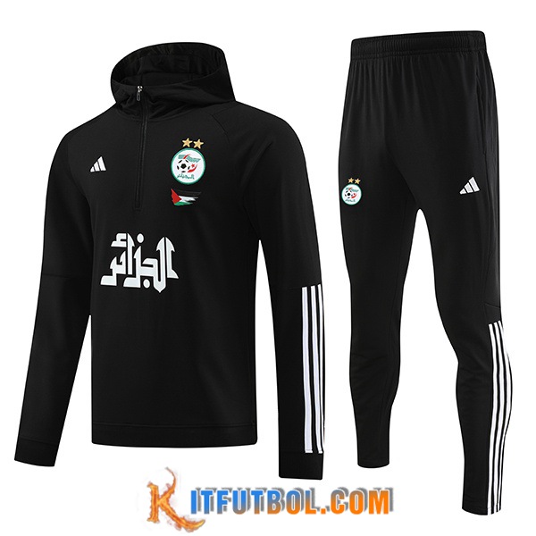 Chaqueta Con Capucha Chandal Algeria Negro 2023/2024