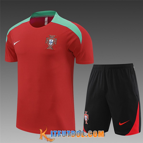 Camiseta Entrenamiento + Cortos Portugal Ninos Rojo 2023/2024