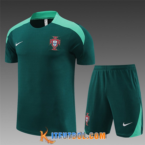 Camiseta Entrenamiento + Cortos Portugal Ninos Verde 2023/2024