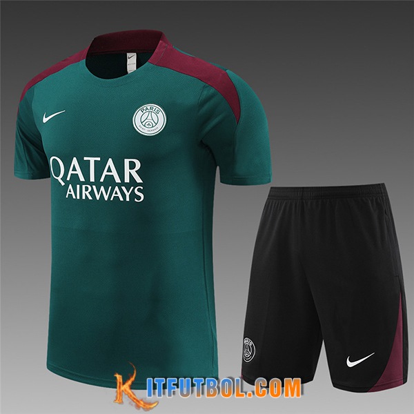 Camiseta Entrenamiento + Cortos PSG Ninos Verde 2023/2024