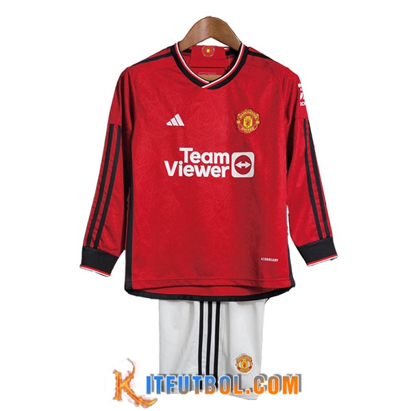 Camisetas De Futbol Manchester United Ninos Primera Manga Largas 2023/2024