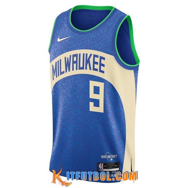 Camisetas De Futbol Milwaukee Bucks (PORTIS JR #9) 2023/24 Azul/Blanco