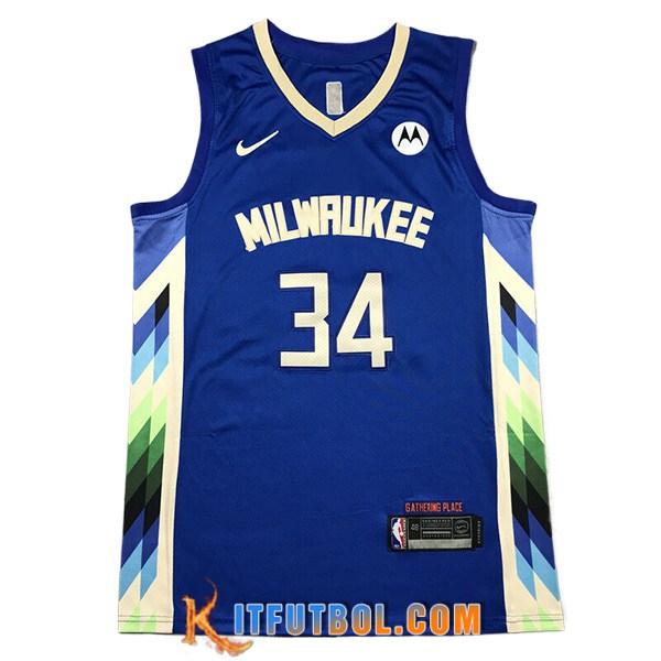 Camisetas De Futbol Milwaukee Bucks (ANTETOKOUNMPO #34) 2023/24 Azul -02