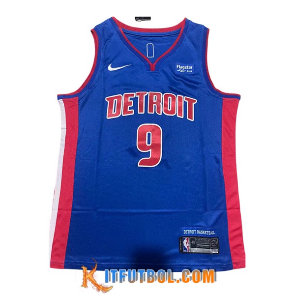 Camisetas De Futbol Detroit Pistons (THOMPSON #9) 2023/24 Azul/Rojo