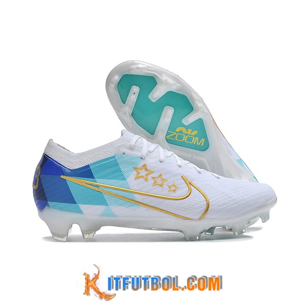Nike Botas De Fútbol AIR Zoom Mercurial Vapor 15 Elite XXV FG3 Blanco/Azul/Amarillo