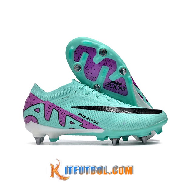 Nike Botas De Fútbol Air Zoom Mercurial Vapor XV Elite SG Negro/Verde/Violeta -02